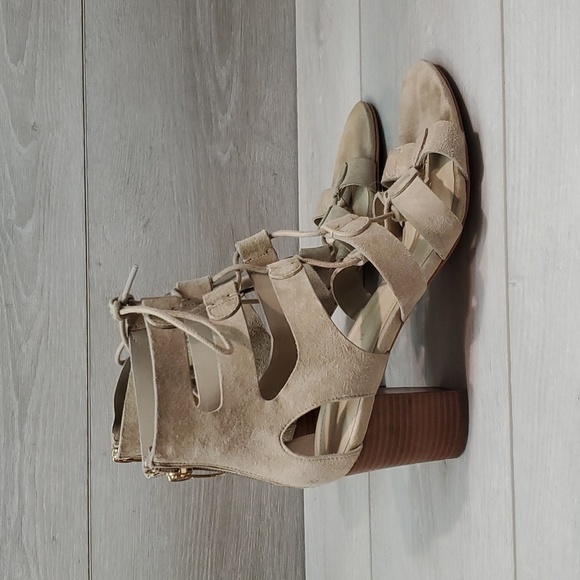 Marc Fisher Women Qmparadox Leather Ankle Heels Sandals shoes sz 9M - Picture 2 of 12